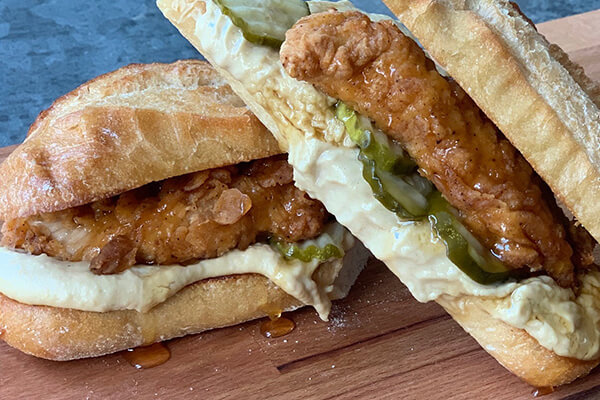 Cool & Spicy Crispy Chicken Sandwich with Hummus