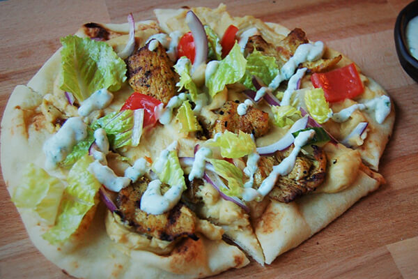 Grilled Chicken Gyro Hummus Flatbread