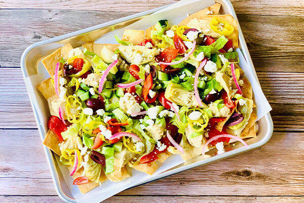 Mediterranean Nachos with Hummus