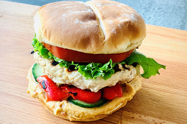 Mediterranean Turkey Burger with Hummus