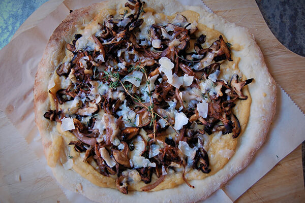 Wild Mushroom, Parmesan, Thyme and Hummus Flatbread